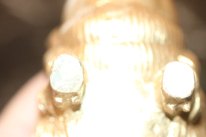 Vintage Chinese Gilt Brass Wealth Pig Feng Shui Zodiac Boar Coin Statue 6.4” Heavy