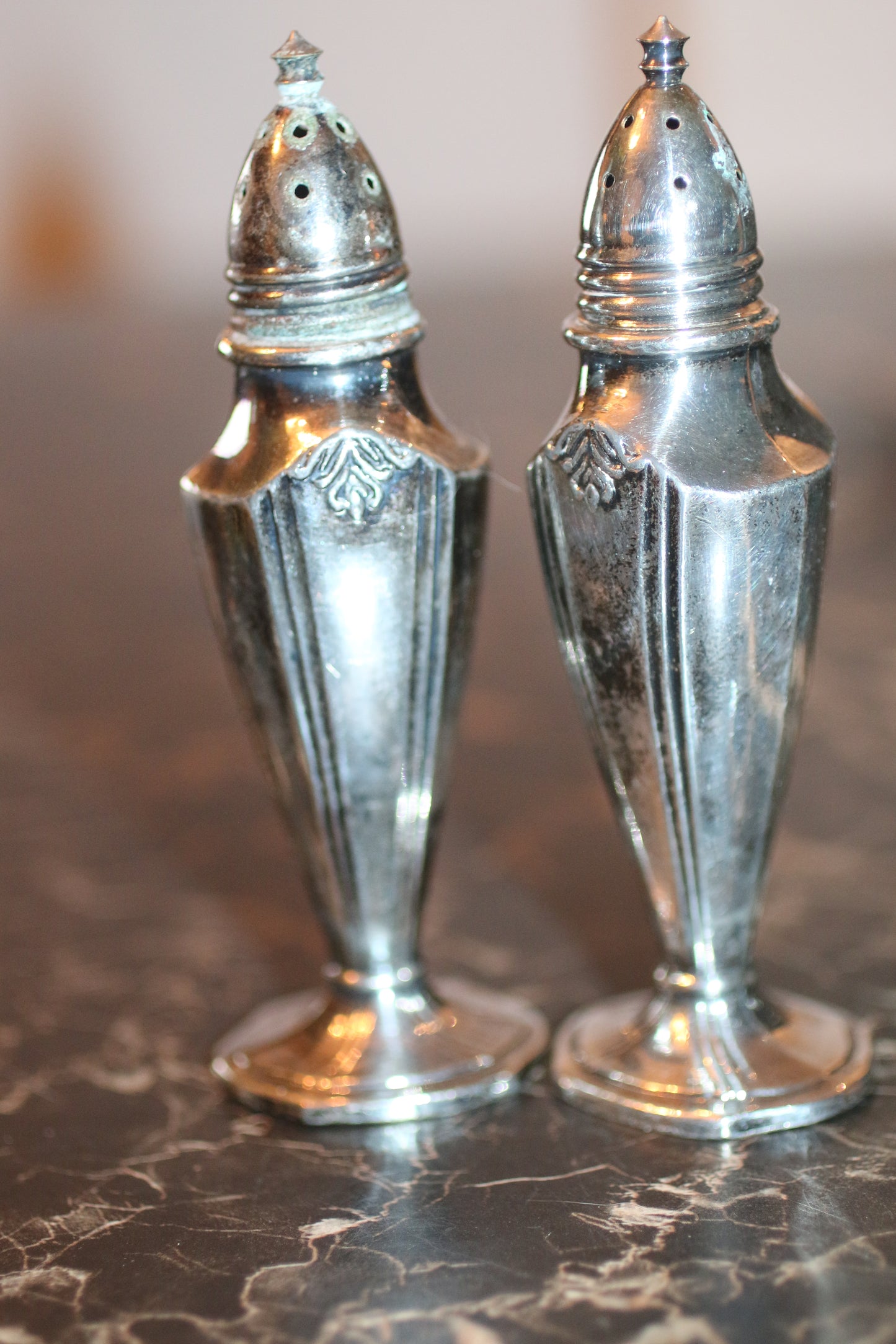 Vintage Oxford Plate Silver Plated Salt & Pepper Shakers #395 Lead Base