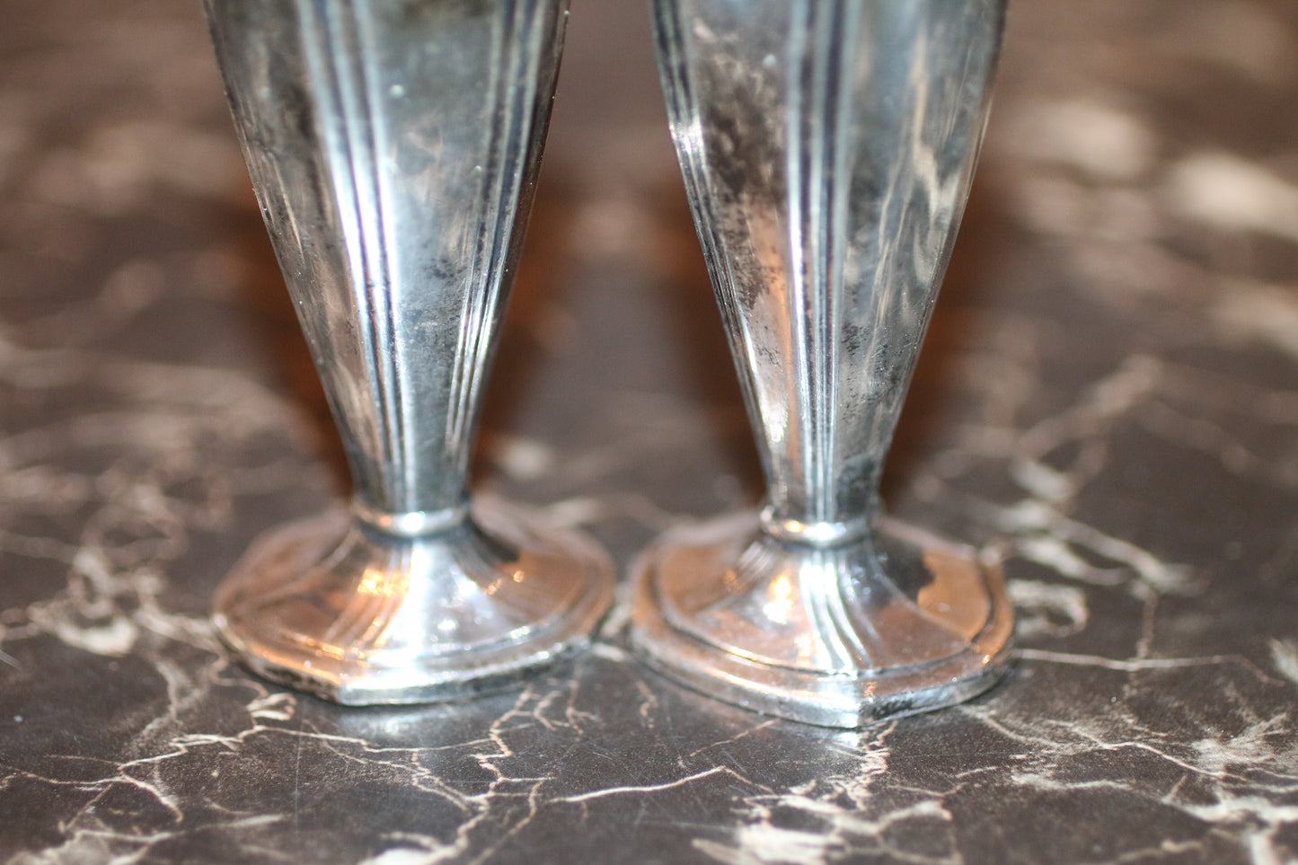 Vintage Oxford Plate Silver Plated Salt & Pepper Shakers #395 Lead Base