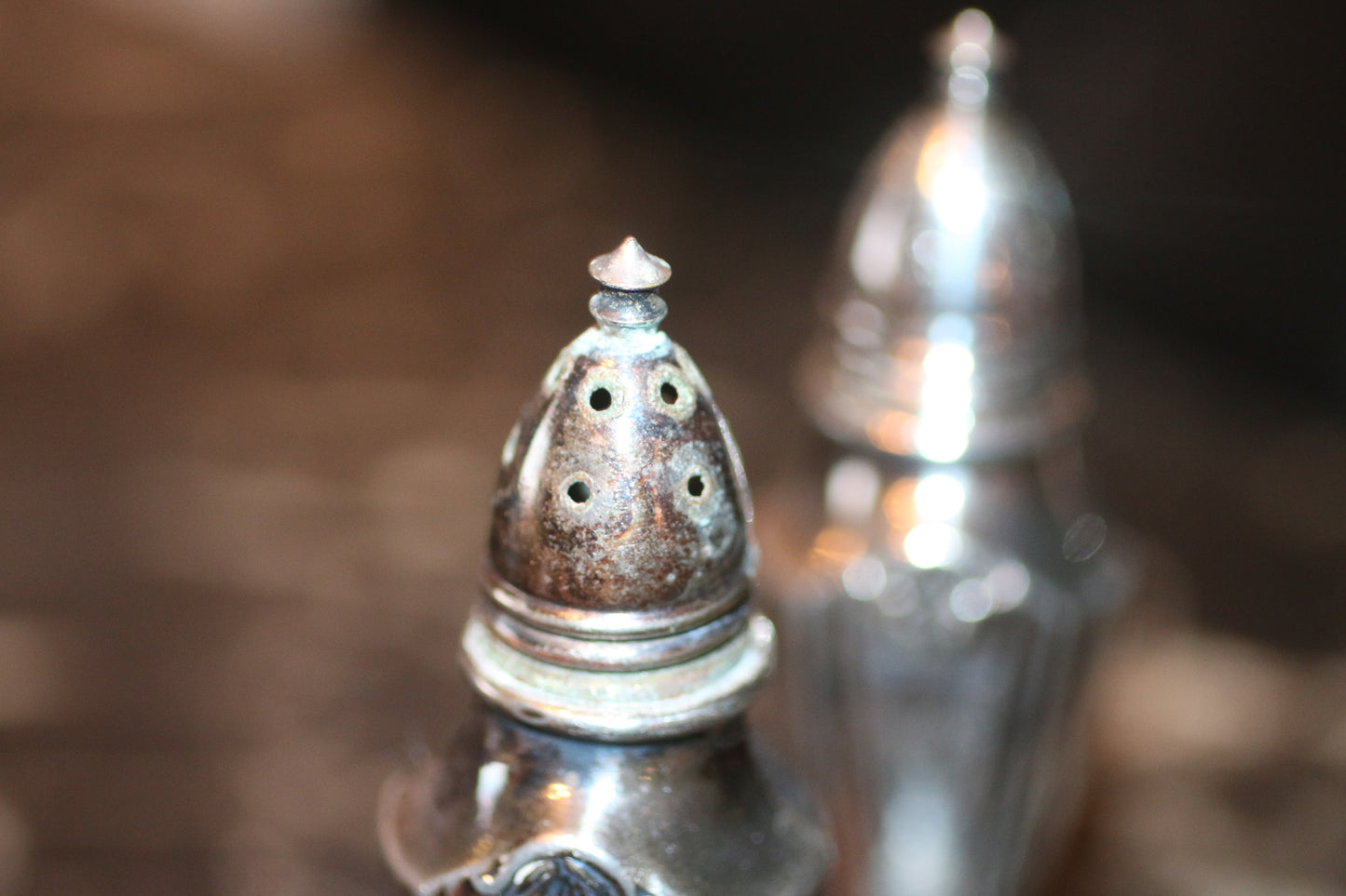 Vintage Oxford Plate Silver Plated Salt & Pepper Shakers #395 Lead Base