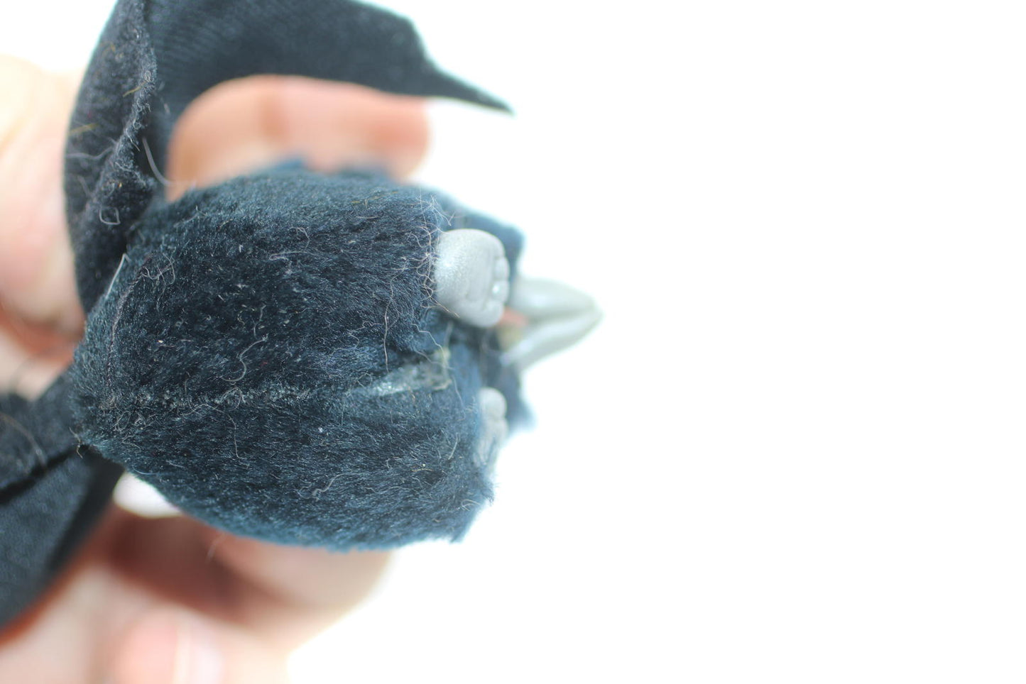 Vintage Small Black Furry Bat Figurine with Green Eyes Pencil toy hugger clip
