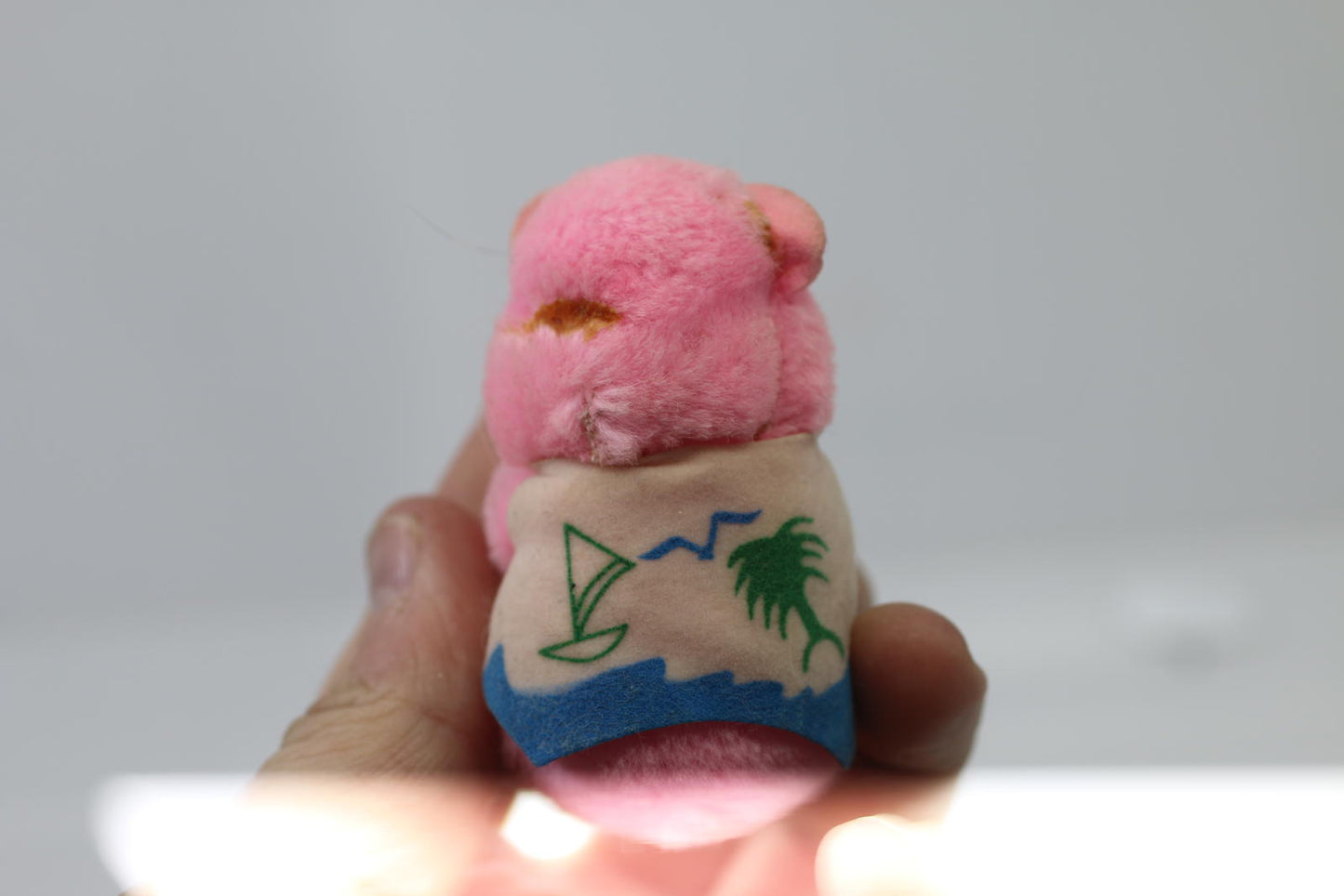 Vintage Pink Plush Bear Figurine flORIDA vacation Pencil hugger toy clip cute