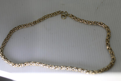 Vintage Gold Tone Byzantine Link Chain Necklace Lobster  12"