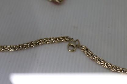 Vintage Gold Tone Byzantine Link Chain Necklace Lobster  12"