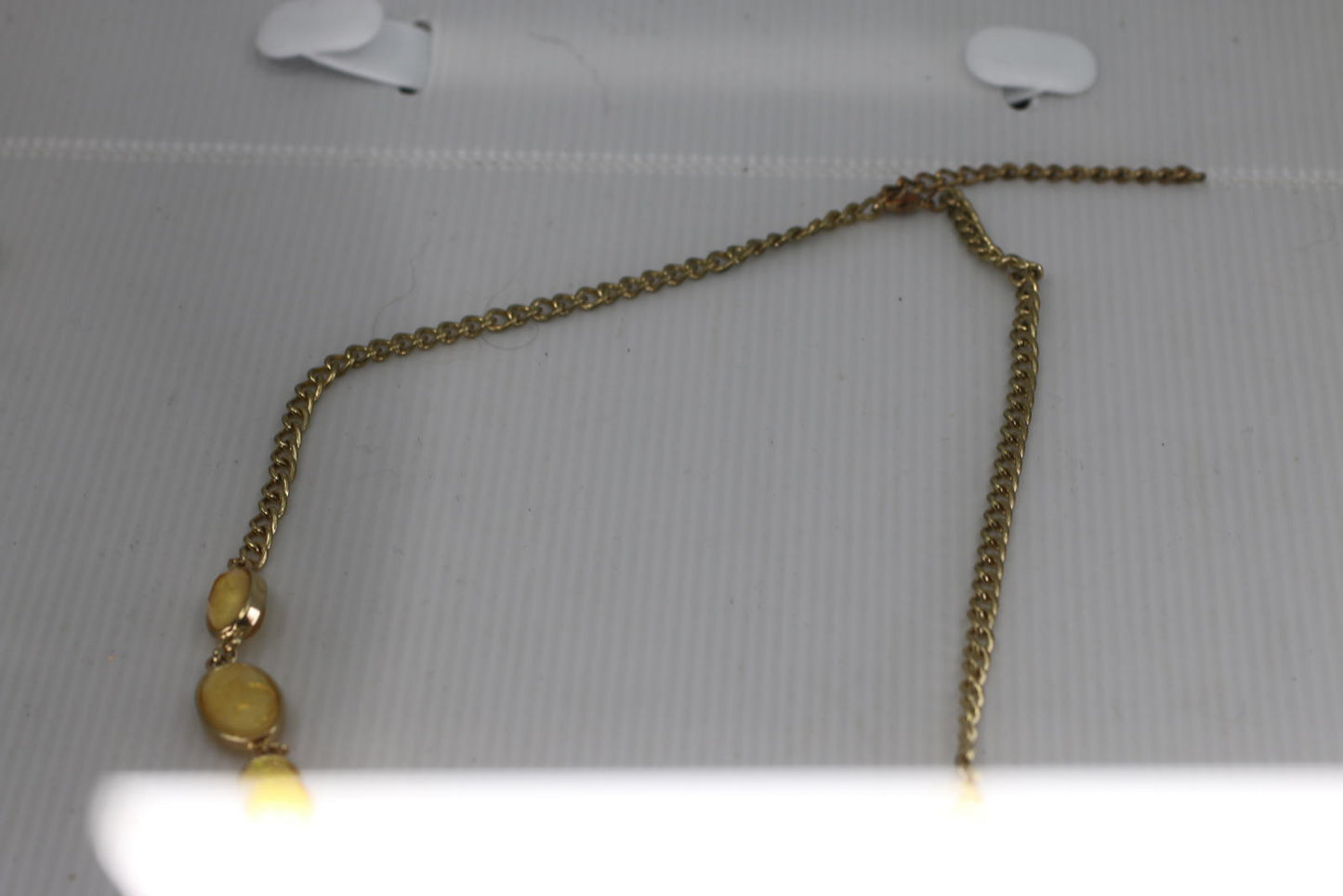 Vintage Yellow Opal Necklace Gold Tone Oval Faceted Necklace