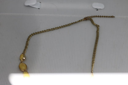 Vintage Yellow Opal Necklace Gold Tone Oval Faceted Necklace