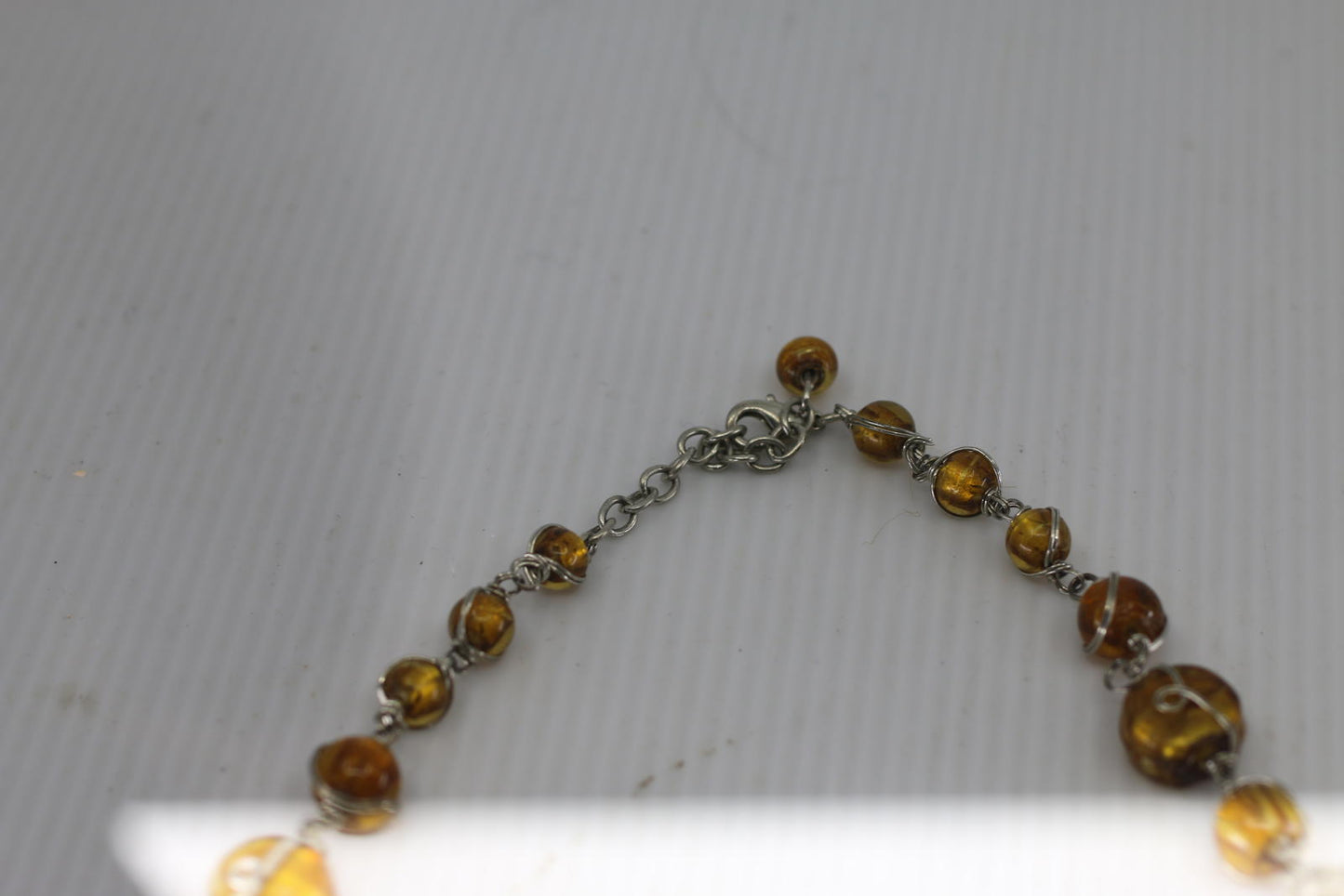 Handmade Amber Bead Necklace Silver Wire Artisan Necklace