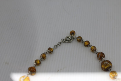 Handmade Amber Bead Necklace Silver Wire Artisan Necklace
