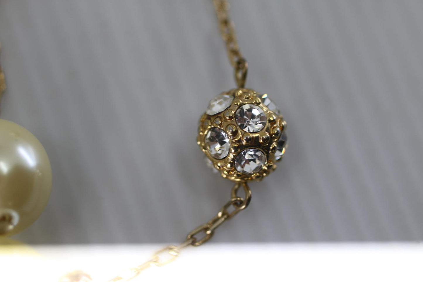 Bijoux Ternier Faux Pearl Necklace & Earrings Set Gold Tone