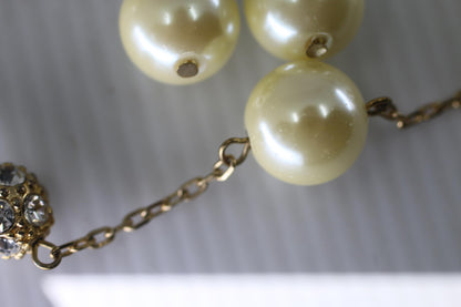 Bijoux Ternier Faux Pearl Necklace & Earrings Set Gold Tone