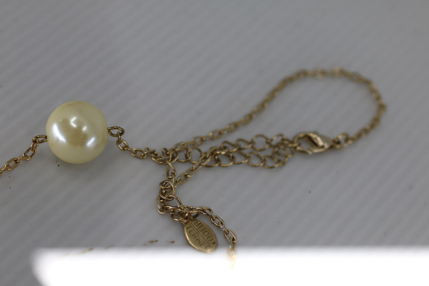Bijoux Ternier Faux Pearl Necklace & Earrings Set Gold Tone