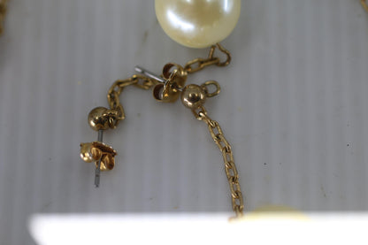 Bijoux Ternier Faux Pearl Necklace & Earrings Set Gold Tone