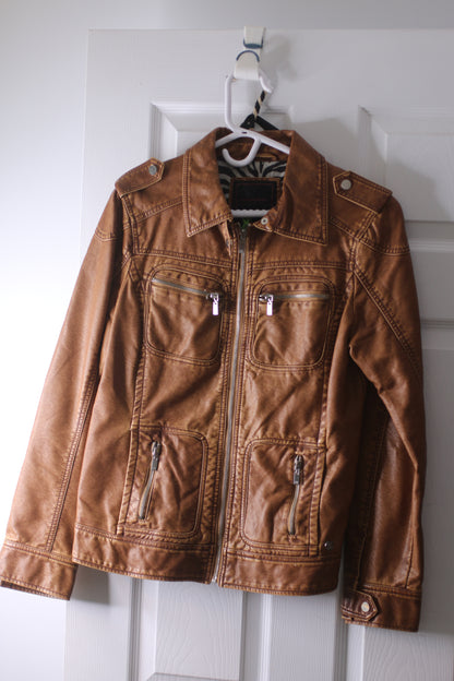 Point zero nicole benisti large brown leather jacket women's coat