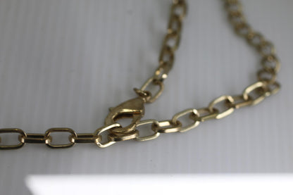VTG Gold Tone Red Glass Bead Necklace Geometric Stone Chain