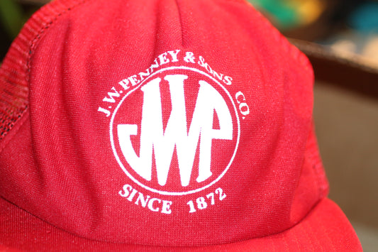 J.W. Penney & Sons Co Vintage Red Mesh Trucker Cap – Since 1872 – Retro Hat