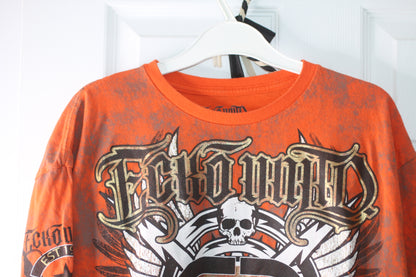 T-SHIRT-ECKO UNLTD BLACK GRAPHIC-MEN'S X-large SIZE Orange nice