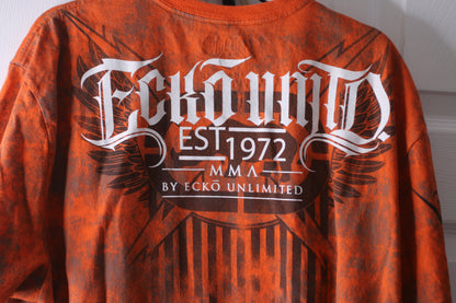 T-SHIRT-ECKO UNLTD BLACK GRAPHIC-MEN'S X-large SIZE Orange nice