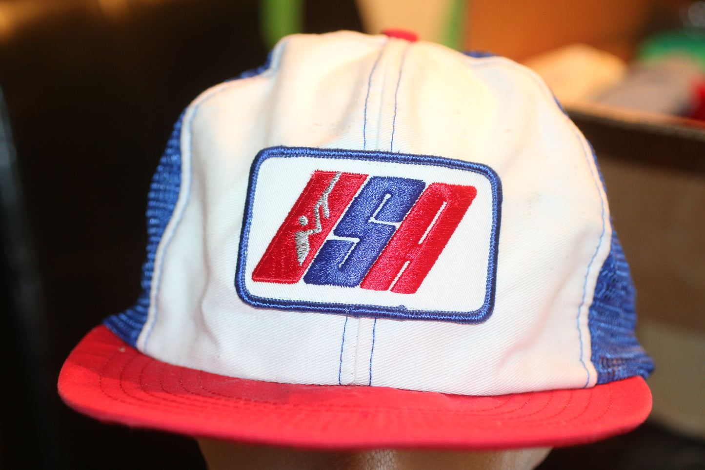 Vintage USA Trucker Hat Red White Blue – Mesh Back – Patriotic Cap