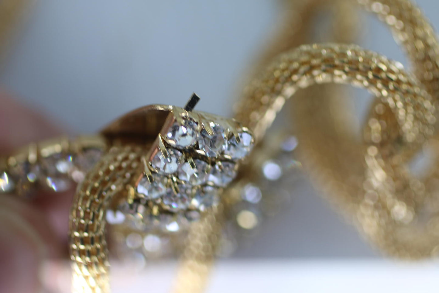 Vintage Gold Tone Multi Necklace Rhinestone Circle Pendant