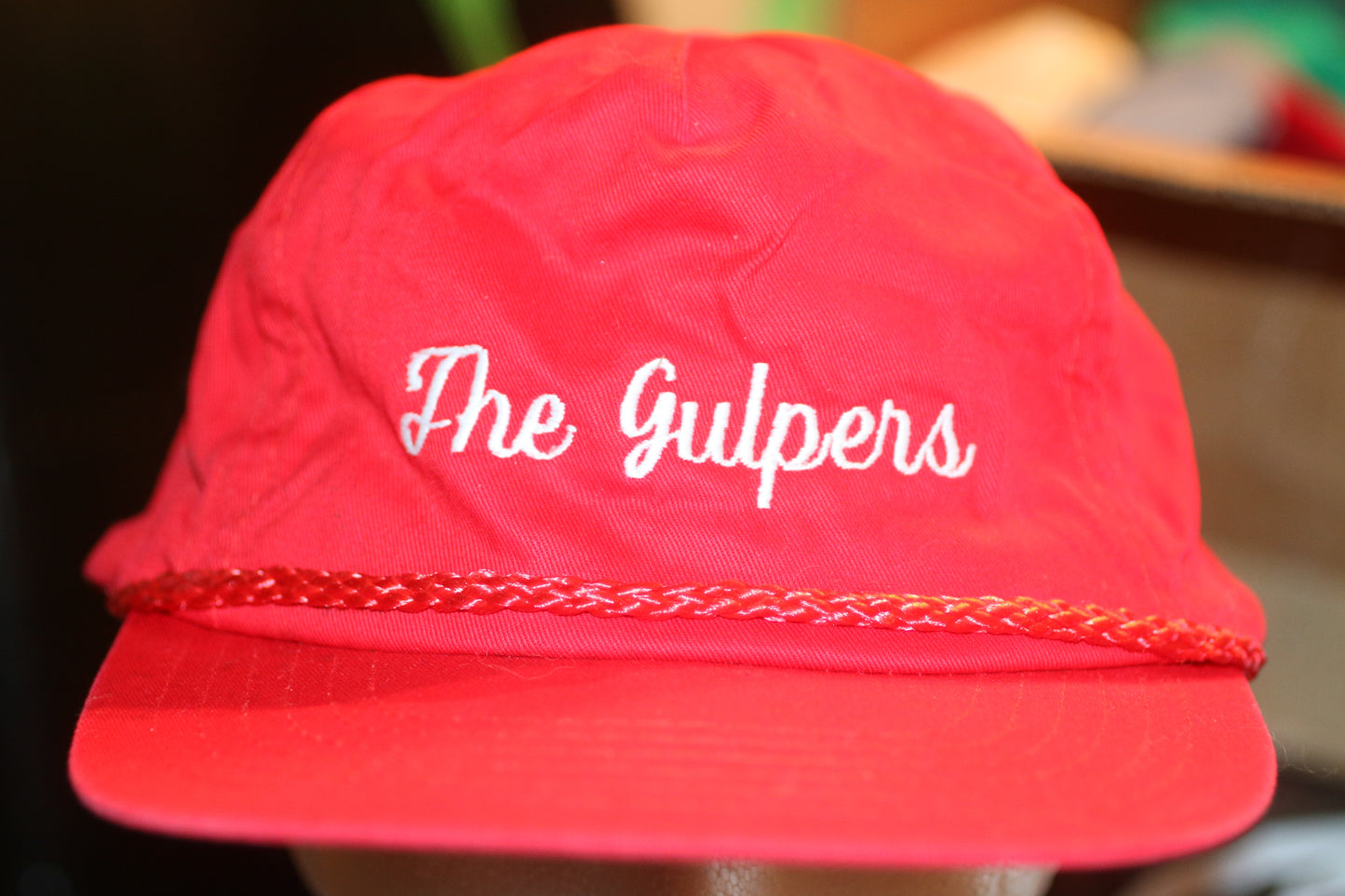 Vintage Red Rope Cap “The Gulpers” – Retro Snapback Hat – 80s/90s Style – USA