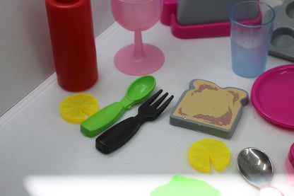 Kids' Play Kitchen Toy Set with Utensils and Food Pieces toaster paw patrol mug