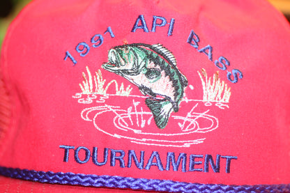 Vintage 1991 API Bass Tournament Trucker Hat – Red Rope Snapback – Made in USA