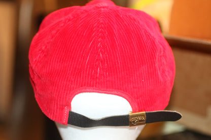 Vintage Red Corduroy Strapback Hat Moose Mountain Elk Lodge Outdoor USA Made