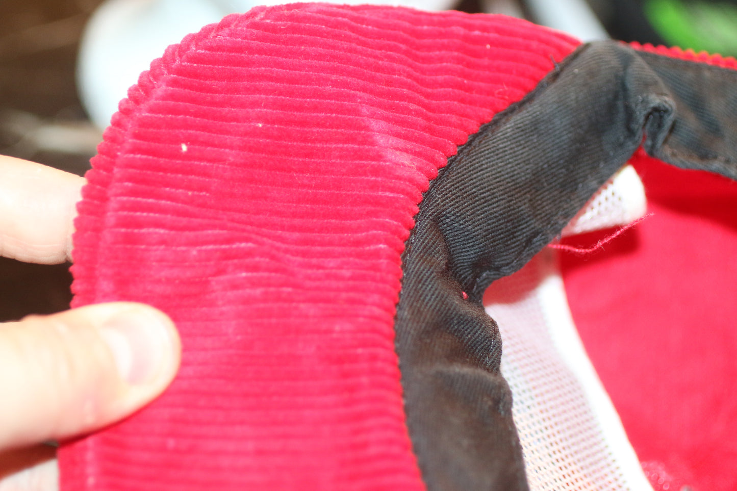 Vintage Red Corduroy Strapback Hat Moose Mountain Elk Lodge Outdoor USA Made