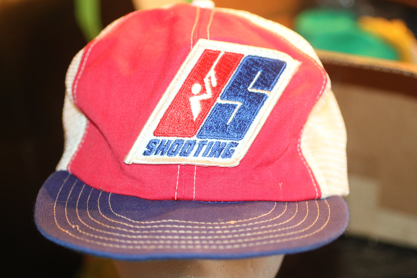 Vintage SHOWTIME Trucker Hat Mesh Snapback Red White Blue Promo Cap USA Made