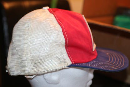 Vintage SHOWTIME Trucker Hat Mesh Snapback Red White Blue Promo Cap USA Made