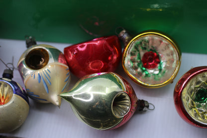 Antique Vintage Poland Blown Glass & Holly Christmas Ornaments 1 3/4" painted