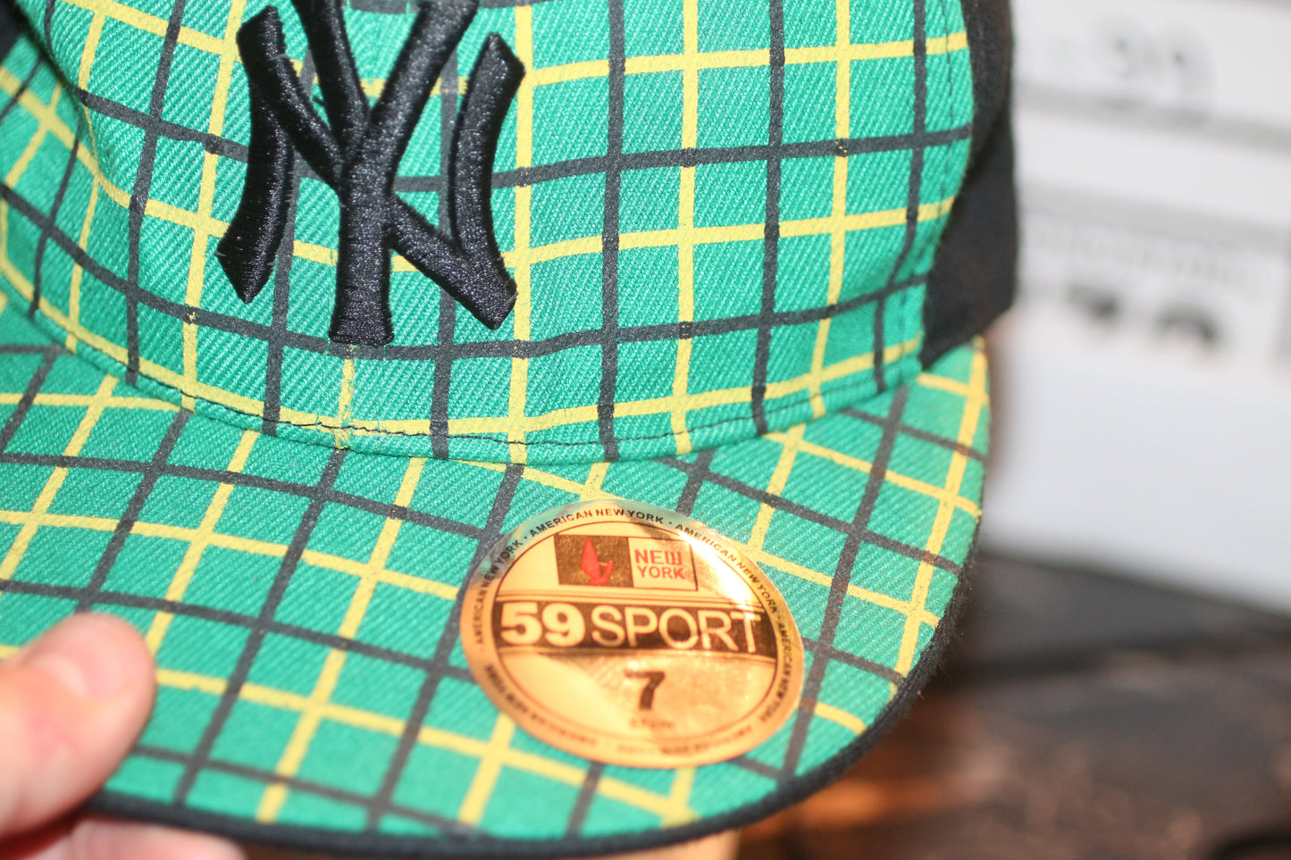 New York Yankees Hat Cap Fitted Mens 7 Plaid MLB Baseball 59FIFTY New Era