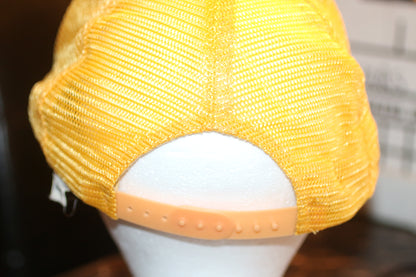 Vintage GEMTUN Service Company Trucker Hat Yellow Mesh Promo Advertising Cap