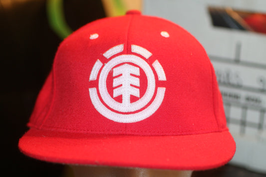 Element Skateboards Red Fitted Hat Tree Logo Size 7 1/4–7 5/8 Skate Cap