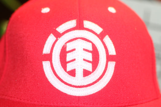 Element Skateboards Red Fitted Hat Tree Logo Size 7 1/4–7 5/8 Skate Cap