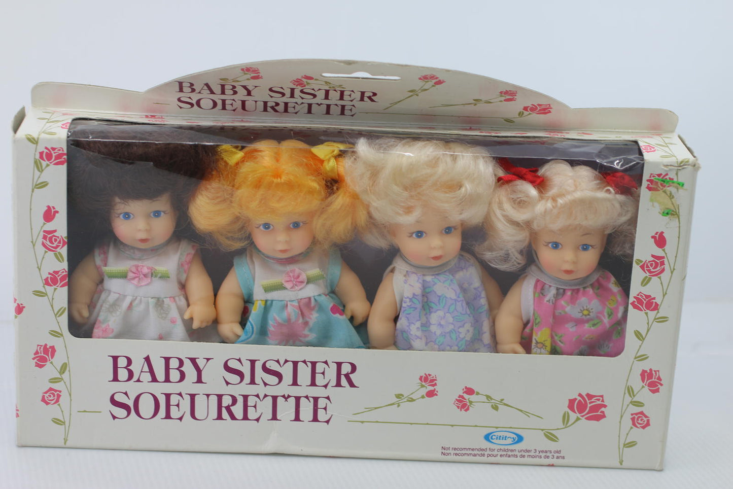 Baby Sister Soeurette Doll Set - Four Dolls in Original Box Cititoy 1991 Vintage