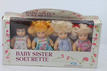 Baby Sister Soeurette Doll Set - Four Dolls in Original Box Cititoy 1991 Vintage