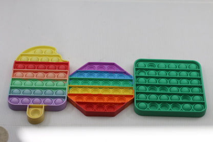 Set of 3 Rainbow and Green Silicone Pop It Fidget Toys