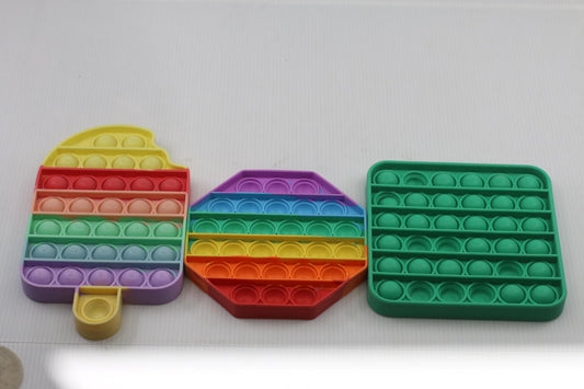Set of 3 Rainbow and Green Silicone Pop It Fidget Toys
