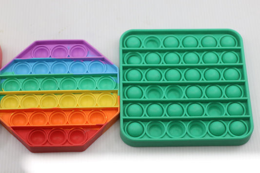 Set of 3 Rainbow and Green Silicone Pop It Fidget Toys