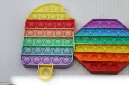 Set of 3 Rainbow and Green Silicone Pop It Fidget Toys