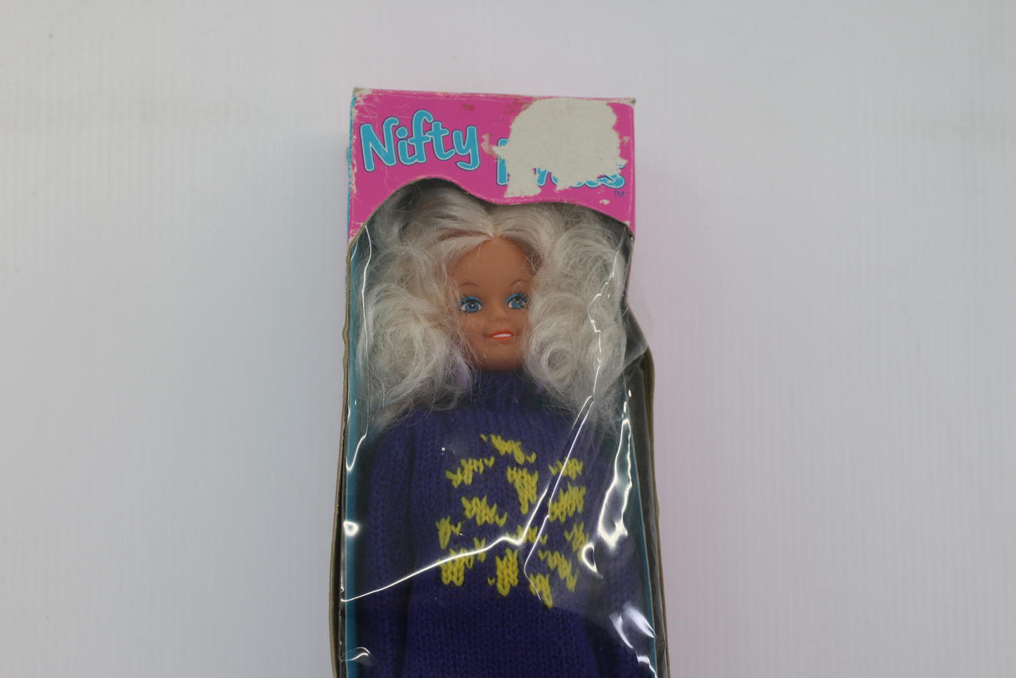 Sandi Poseable 11 1/2 Inch Fashion Doll by Totsy with a purple pull in box