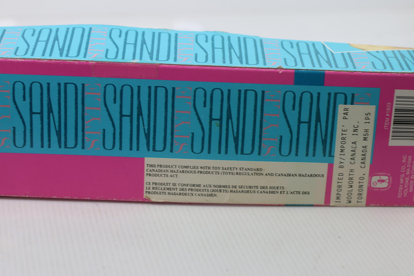 Sandi Poseable 11 1/2 Inch Fashion Doll by Totsy with a purple pull in box