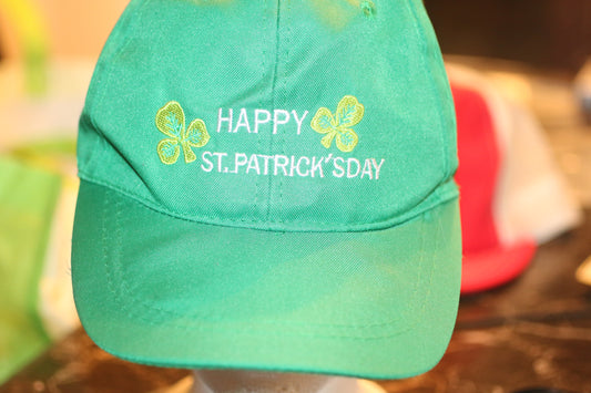 St. Patrick’s Day Green Shamrock Hat – Embroidered Clover Cap – Adjustable