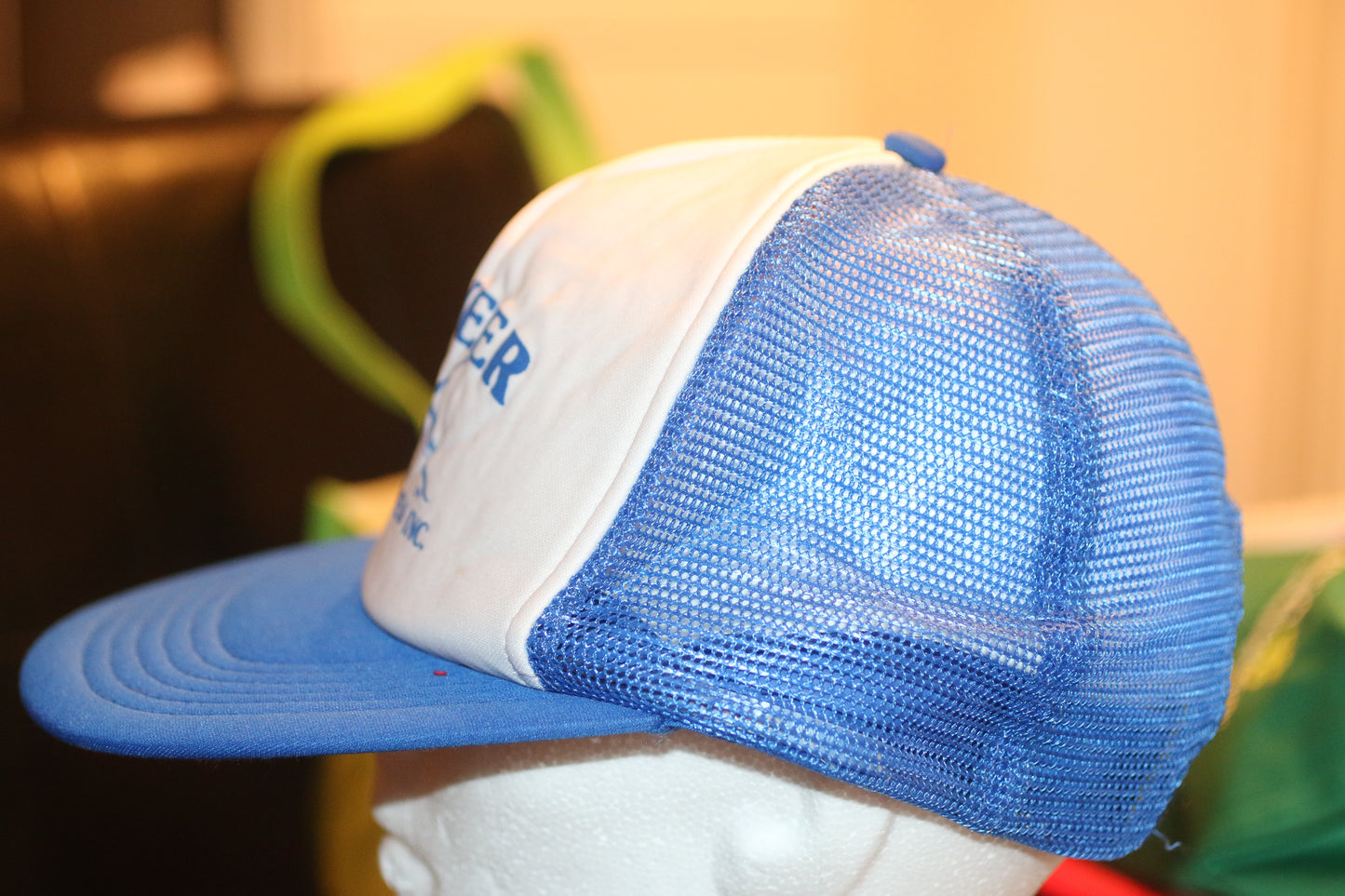 Vintage Pioneer Sportsmen Inc Trucker Hat Blue White Snapback USA Hunting Fishing