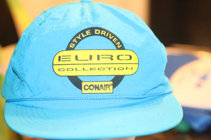 Vtg CONAIR Hat-Euro Collection Style Driven-Bright Blue-Rope Bill-Snapback-Cap