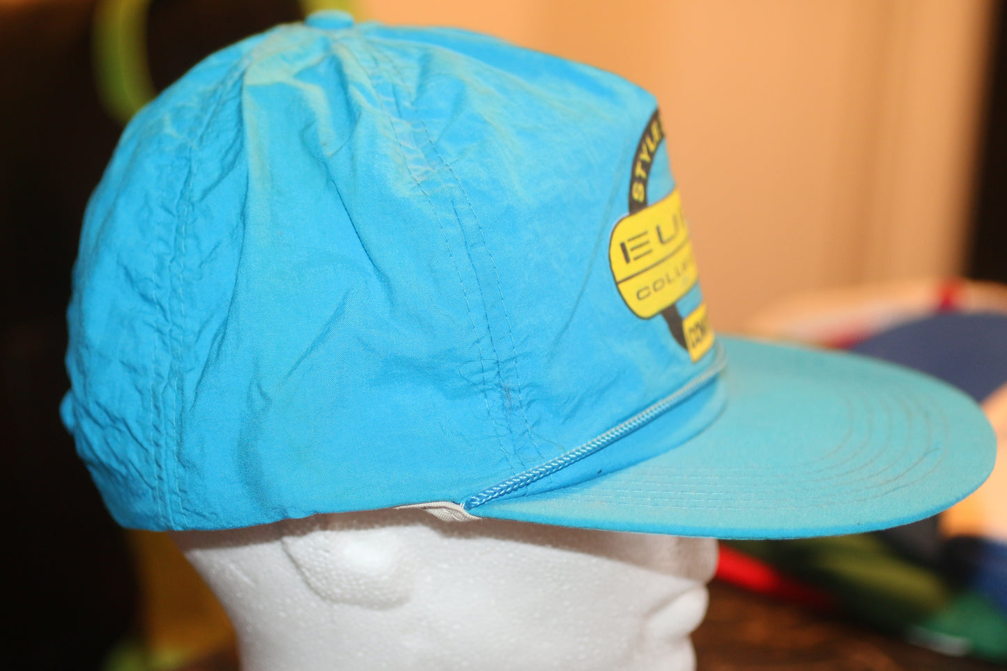 Vtg CONAIR Hat-Euro Collection Style Driven-Bright Blue-Rope Bill-Snapback-Cap