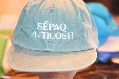 Vintage SEPAQ Anticosti Cap Hat Adjustable Leather Strap Quebec Outdoor Logo