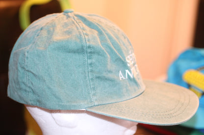 Vintage SEPAQ Anticosti Cap Hat Adjustable Leather Strap Quebec Outdoor Logo