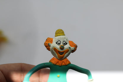Vintage CIRCUS CLOWN (Green) 6" Bendy/ Bendable RUSS Figure 90s